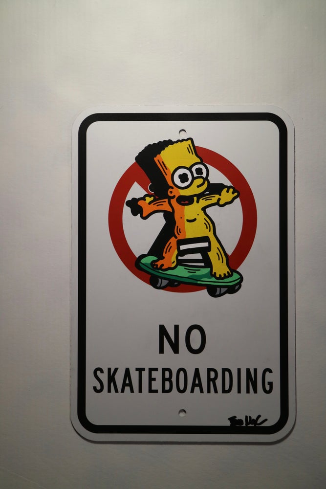 “Cowabunga” No skateboarding sign