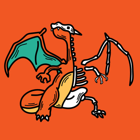 Half Skeleton Charizard Print