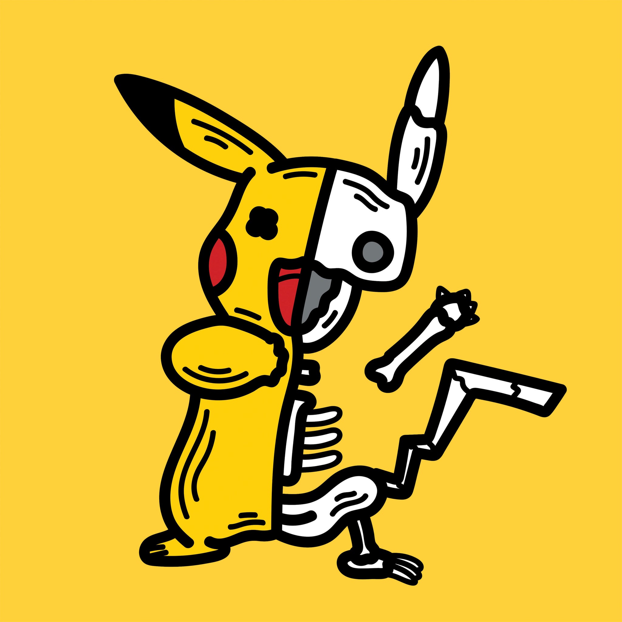 Half Skeleton Pikachu Print