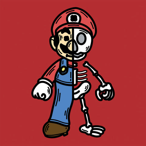 Half Skeleton Mario Print