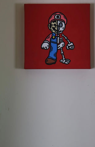 "Half Skeleton Mario" 2021 Original Artwork