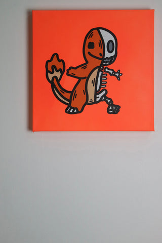 "Half Skeleton Charmander"  2023 Original Artwork