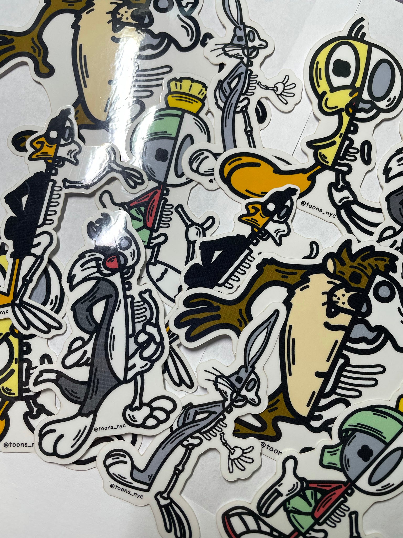 Half Skeleton Looney Toons Sticker Pack