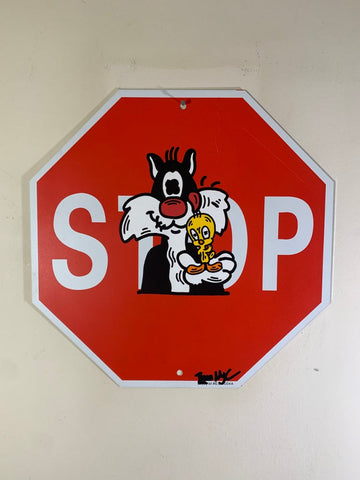 Tweety and sylvester Stop Sign