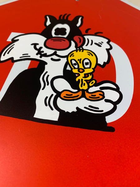 Tweety and sylvester Stop Sign