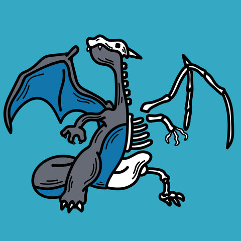 Half Skeleton Charizard Blue Edition Print