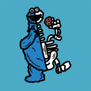 Half Skeleton Cookie Monster Print