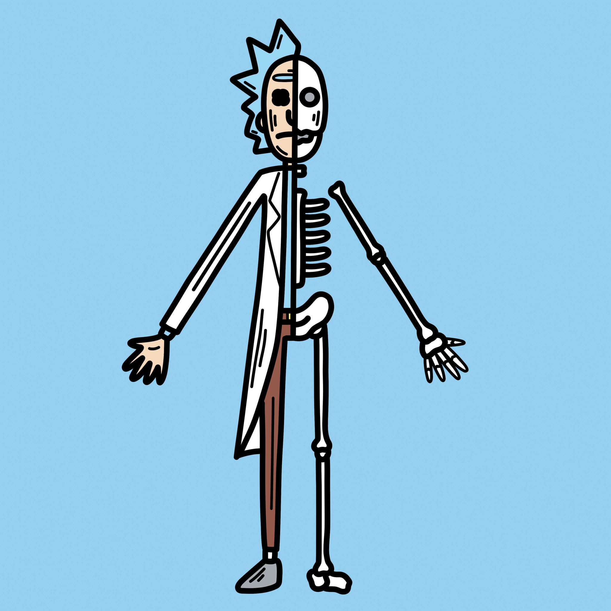 Half Skeleton Rick Print