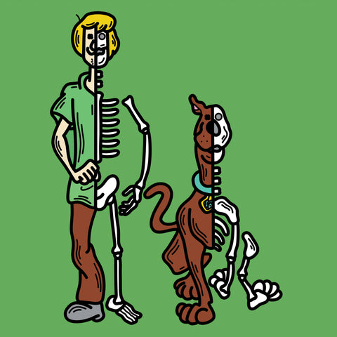 Half Skeleton Scooby and Shaggy Print